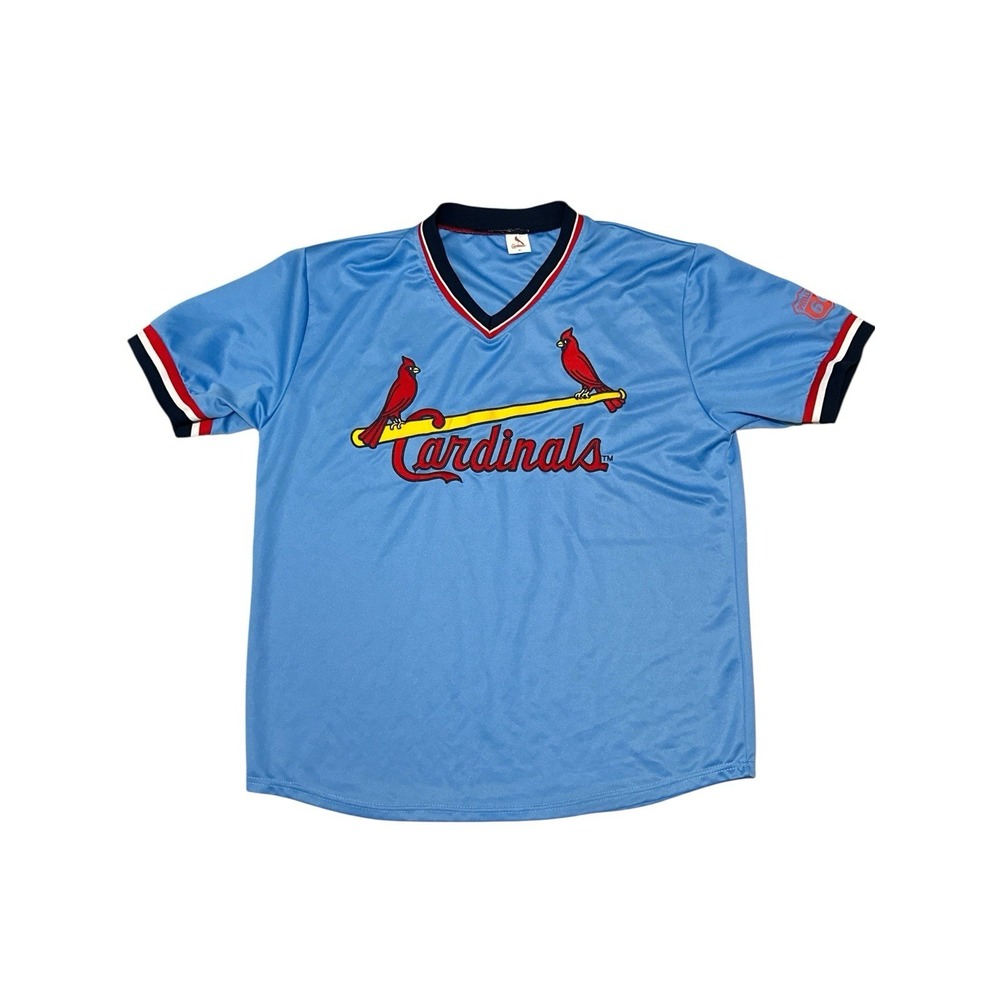 St. Louis Cardinals Baseball V-Neck Short Sleeve Lt Blue Jersey Men's Size XL